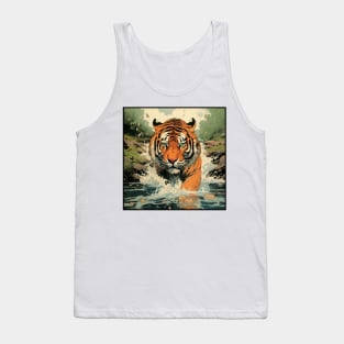 Colorful Tiger Cartoon Vintage Bengals Tiger Drawing Comics Fearless Tiger Tank Top